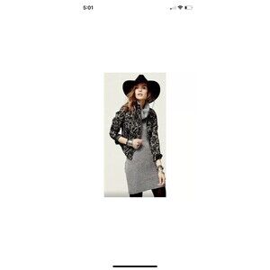 Free People Moto Jacket Womens 6 Floral Jacquard Follow the Flock Full Zip